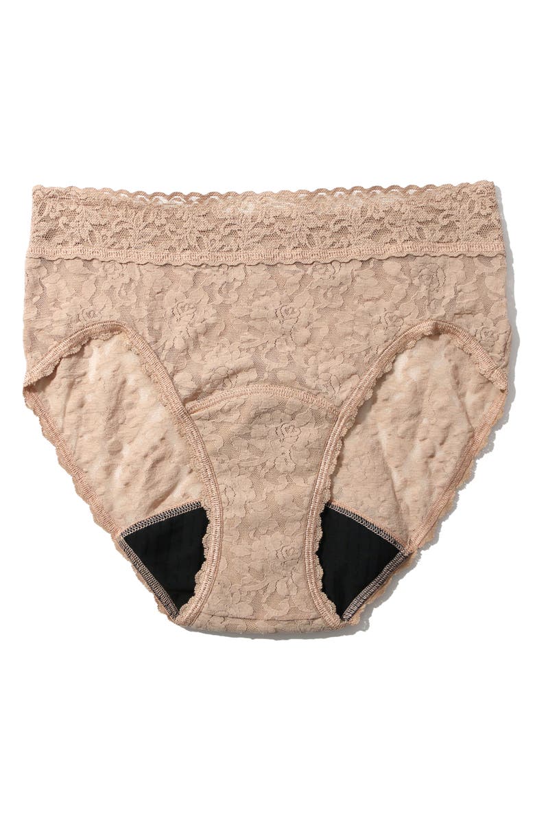 Hanky Panky x Saalt Signature Lace<sup>®</sup> Leakproof French Briefs, Alternate, color, Chai