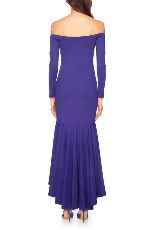 Susana Monaco Off The Shoulder Long Sleeve High-low Dress In Purple