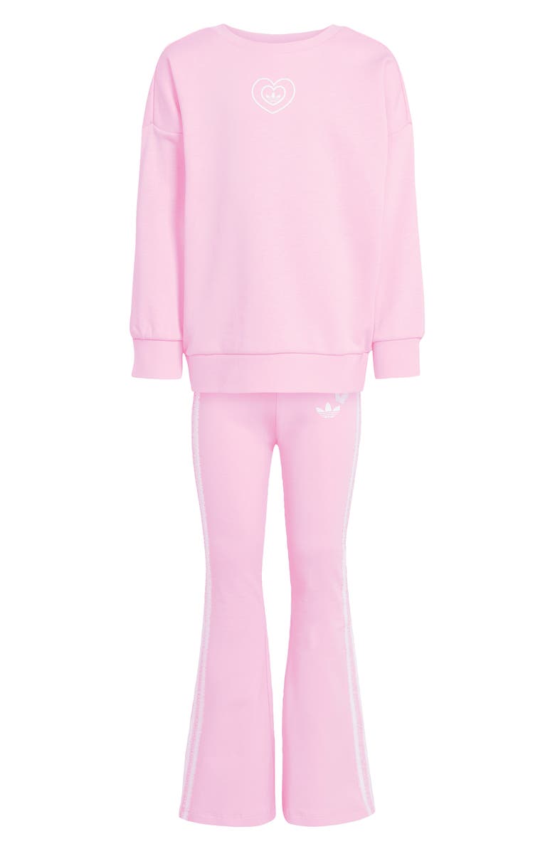 adidas x Disney Alice in Wonderland Kids
Crewneck Sweatshirt
Flare Leggings Set, Main, color, Light Pink