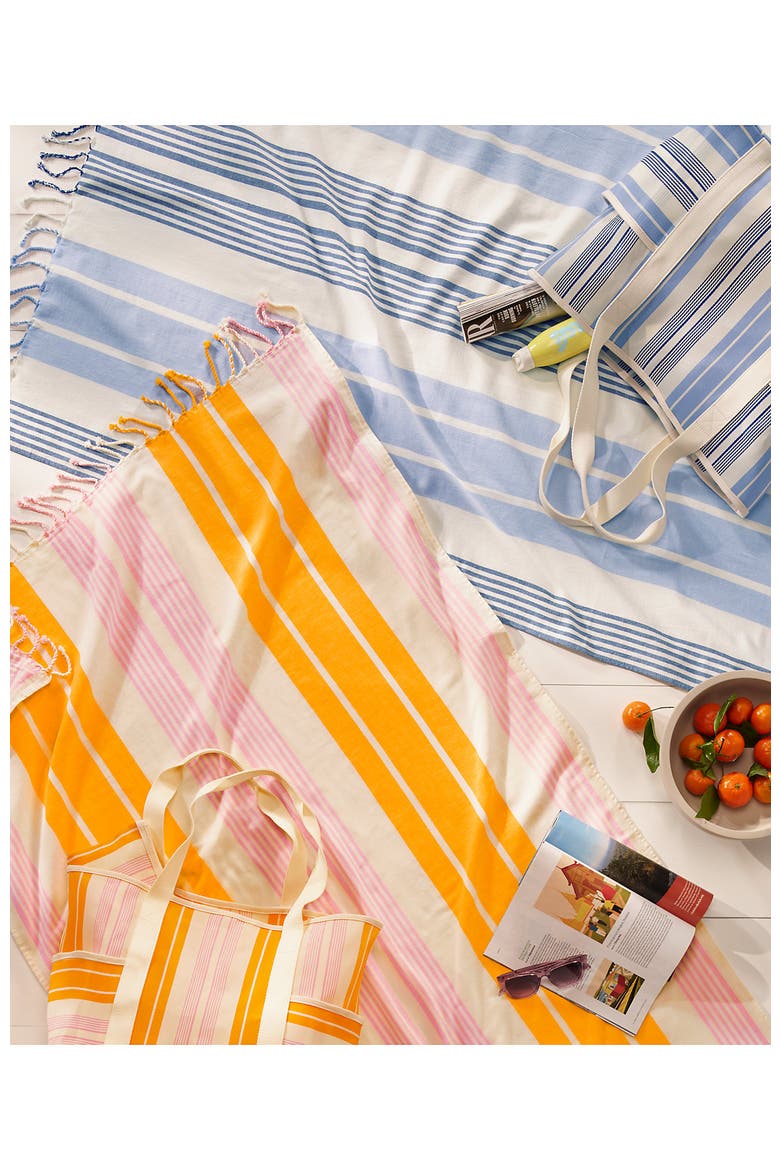 Coast Clear Sand Resistant Turkish Cotton Beach Towel, Alternate, color, Blue/Deep Sea Navy Stripe