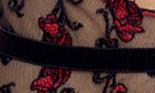 Roma Confidential Blossom Embroidered Underwire Bra, Garter Belt & Thong Set In Multi