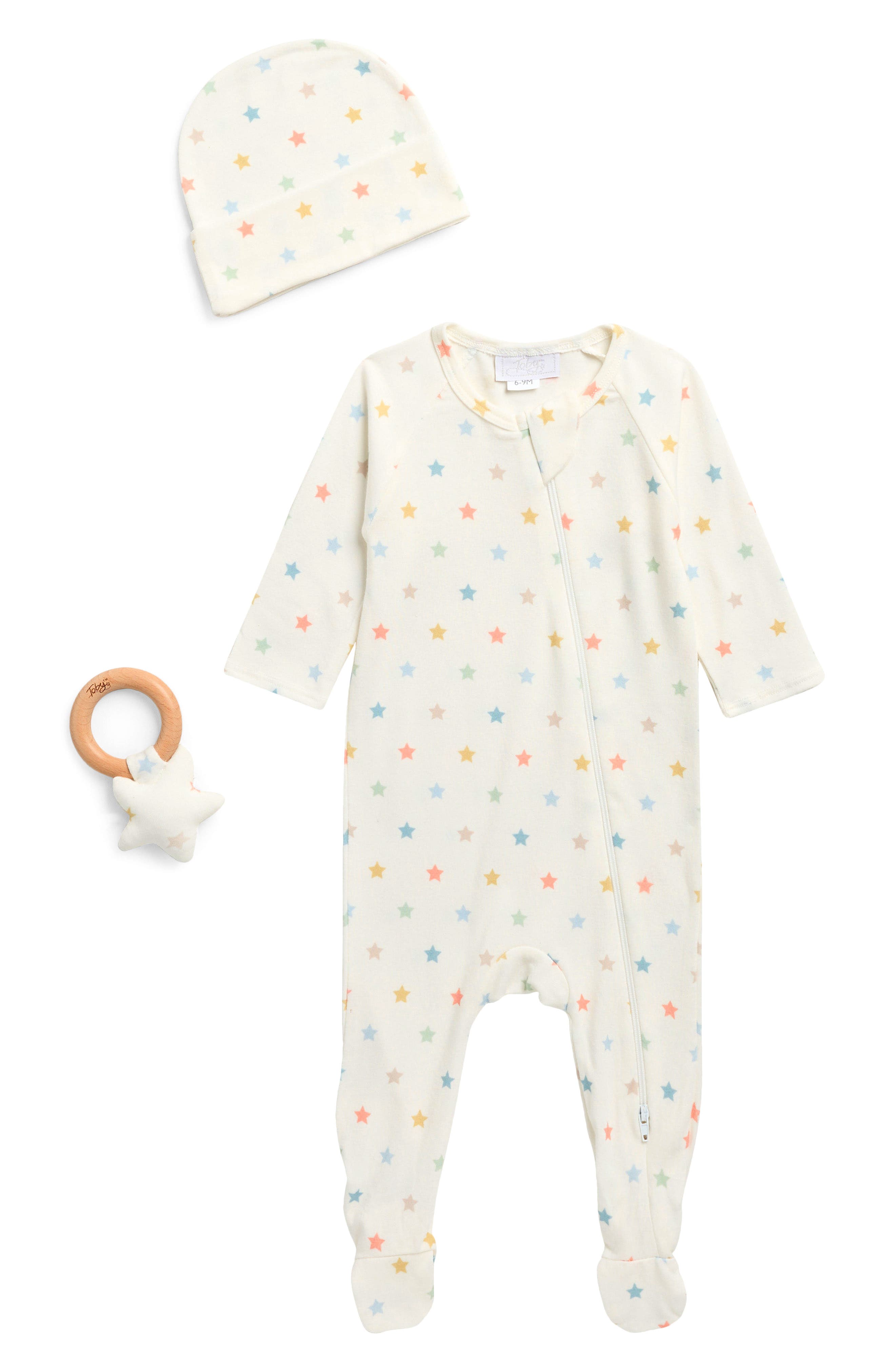 Toby Rainbow Stars Footie, Hat & Teether Set