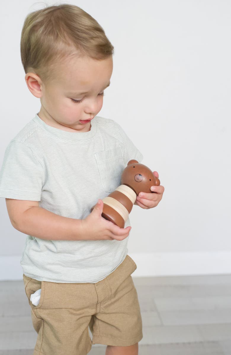 Wee Gallery Happy Bears Wooden Stacker, Flippy Friend and Push Toy Bundle, Alternate, color, Bears