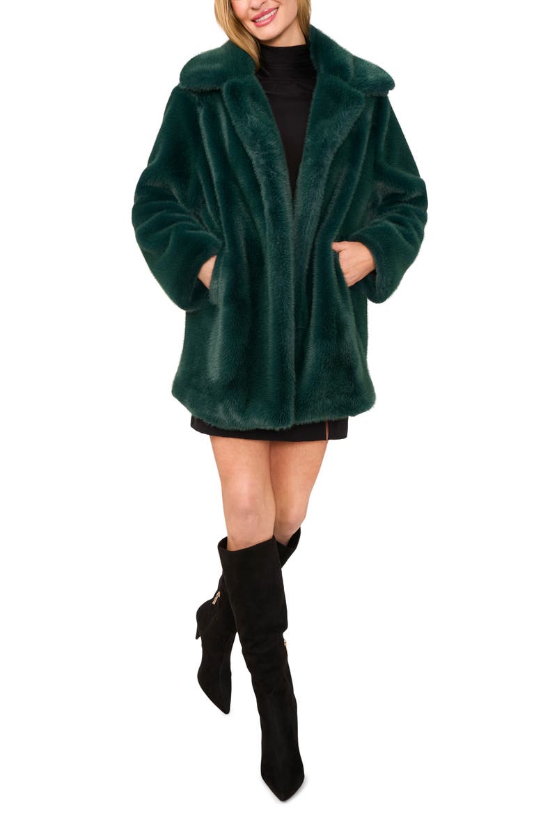 Faux Fur Coat, Alternate, color, RAIN FOREST