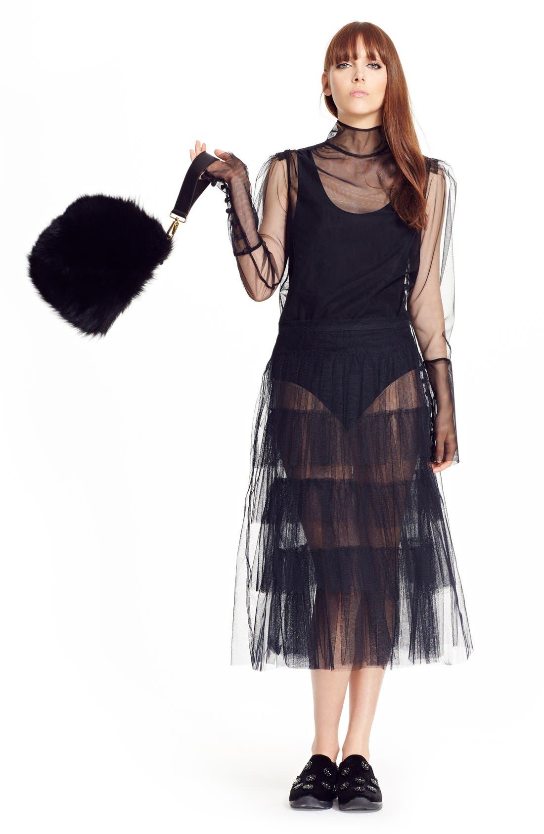 Simone Rocha Genuine Shearling Puff Clutch, Alternate, color, 