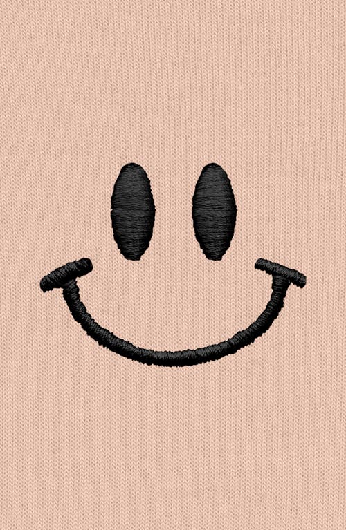 Dalix Smile Face Cropped Hoodie In Peach