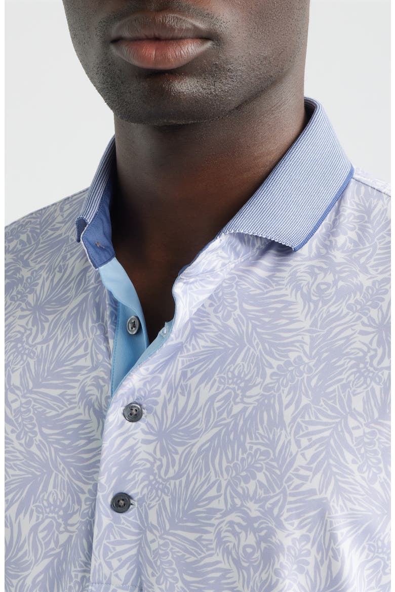 Island Hunt Leaf Print Performance Golf Polo, Alternate, color, JELLYFISH
