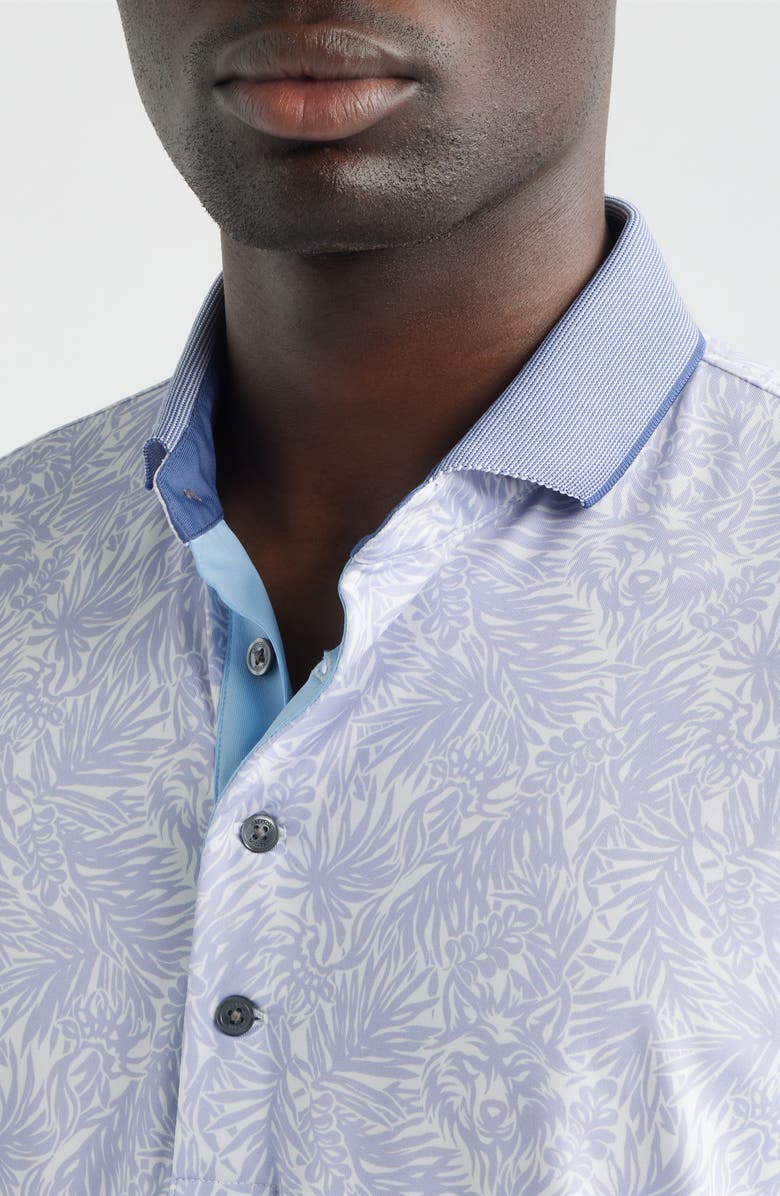 Greyson Island Hunt Leaf Print Performance Golf Polo, Alternate, color, Jellyfish