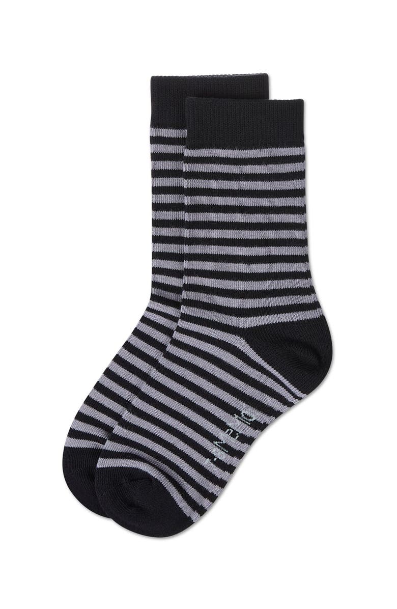 MeMoi Thin Stripe Crew Sock, Alternate, color, Black