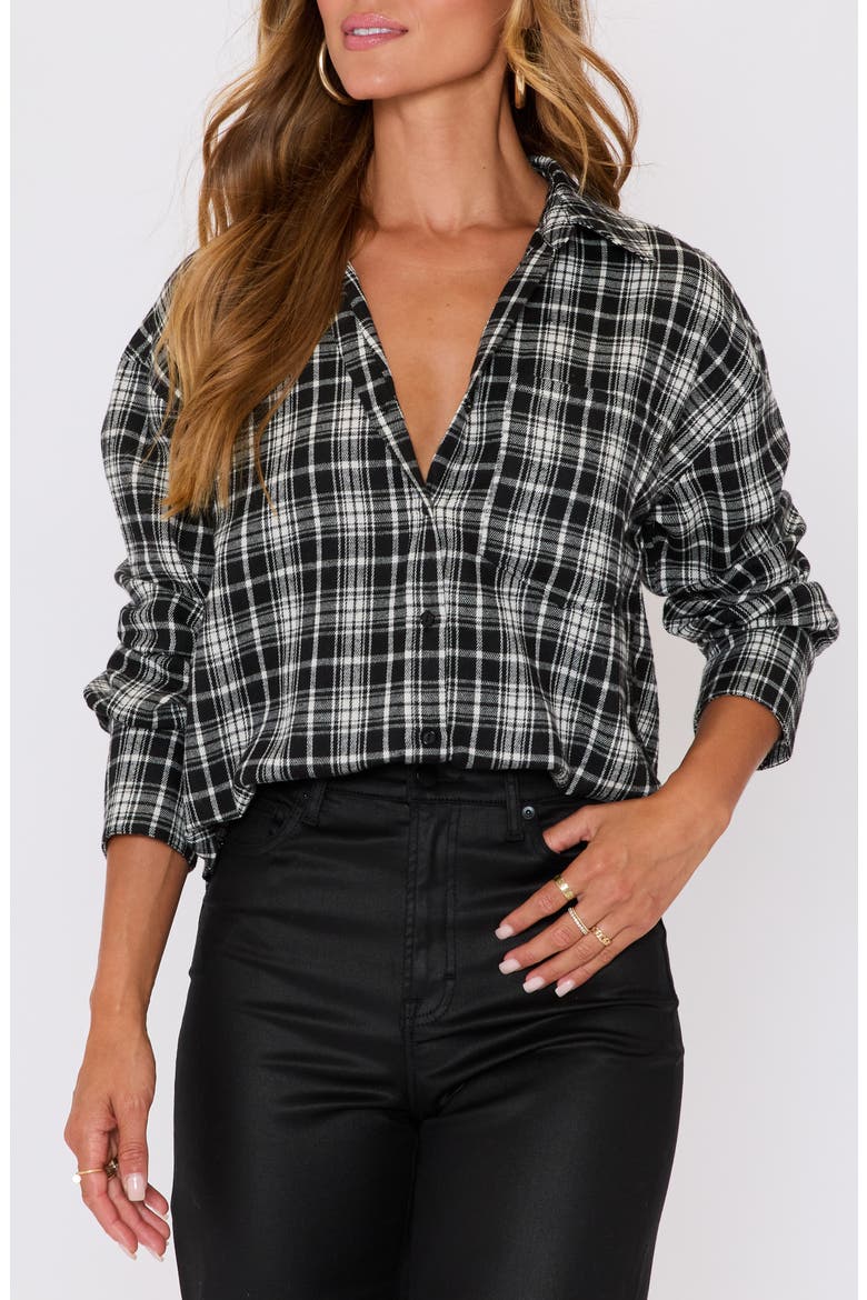 Brooklyn Plaid Button-Up Shirt, Alternate, color, BLACK PLAID
