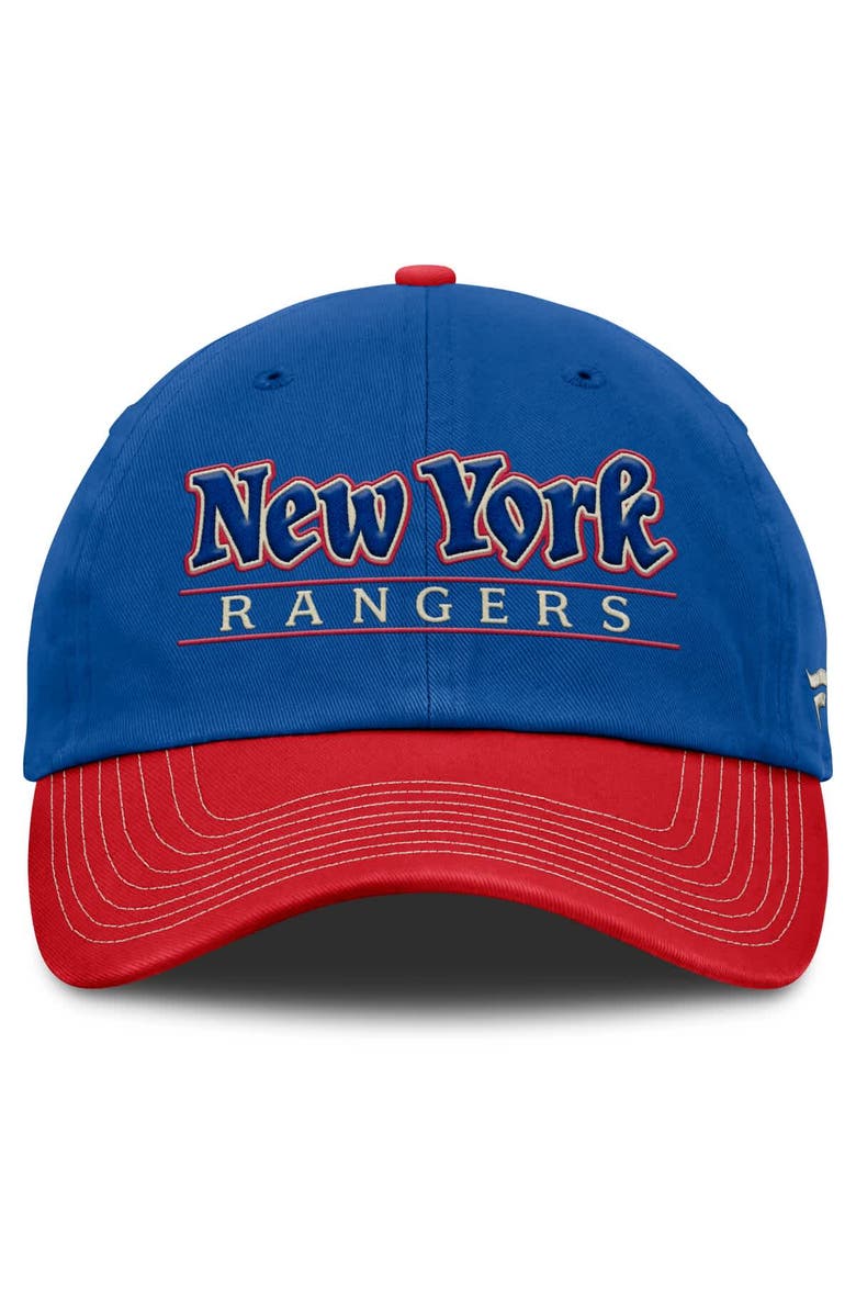 FANATICS Men's Fanatics Blue/Red New York Rangers Heritage Home Ice Two-Tone Adjustable Hat, Alternate, color, Blue