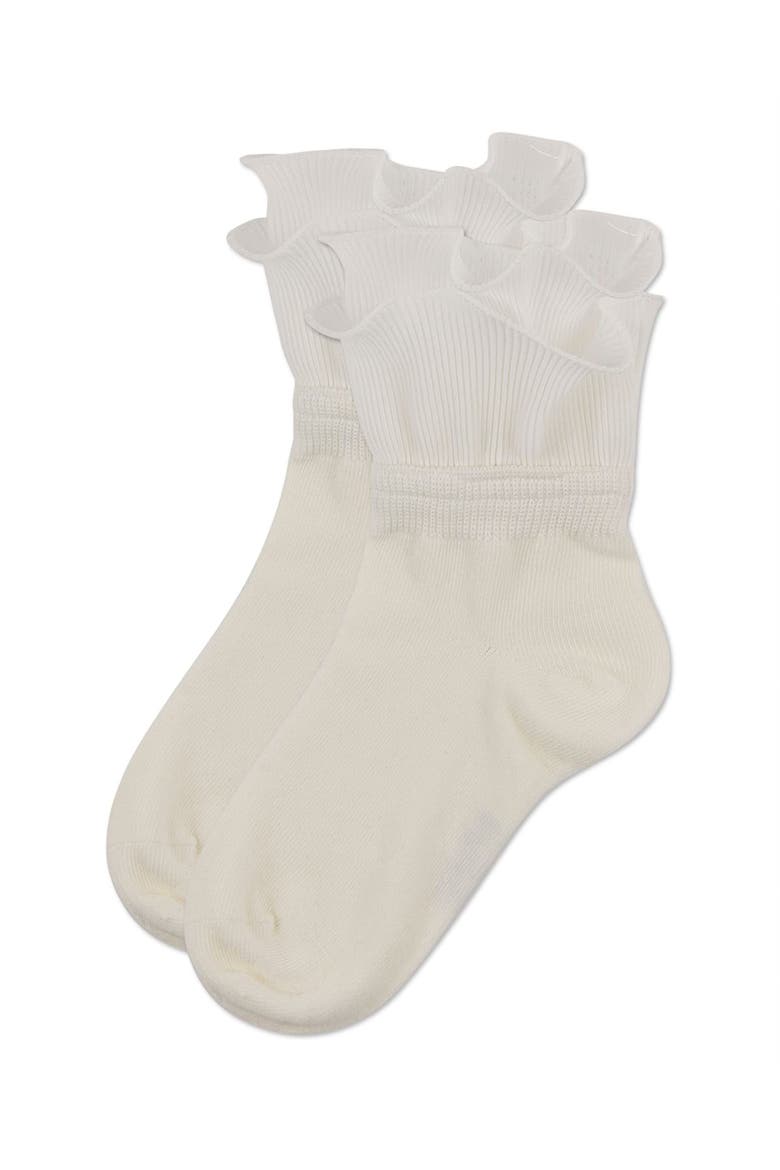 Dual Layer Ruffle Anklet Socks, Alternate, color, Winter White