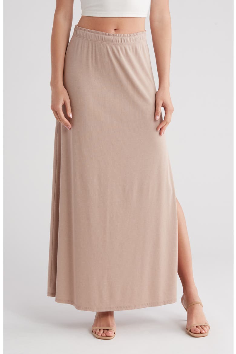 Rib Maxi Skirt, Main, color, MUSHROOM
