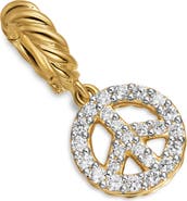 David Yurman Micro Pavé Peace Sign Enhancer in 18K Yellow Gold with Diamonds, 7.6mm