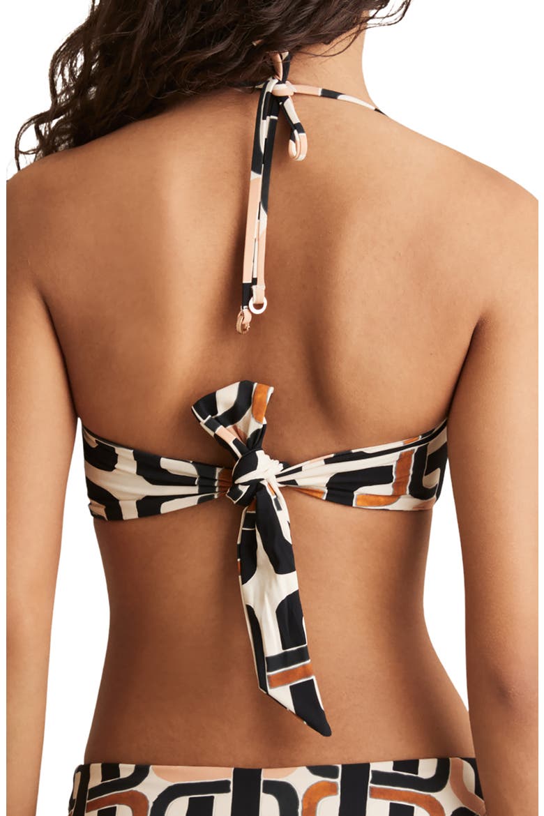 Ari cutout Halter Bikini Top, Alternate, color, BROWN/ CREAM