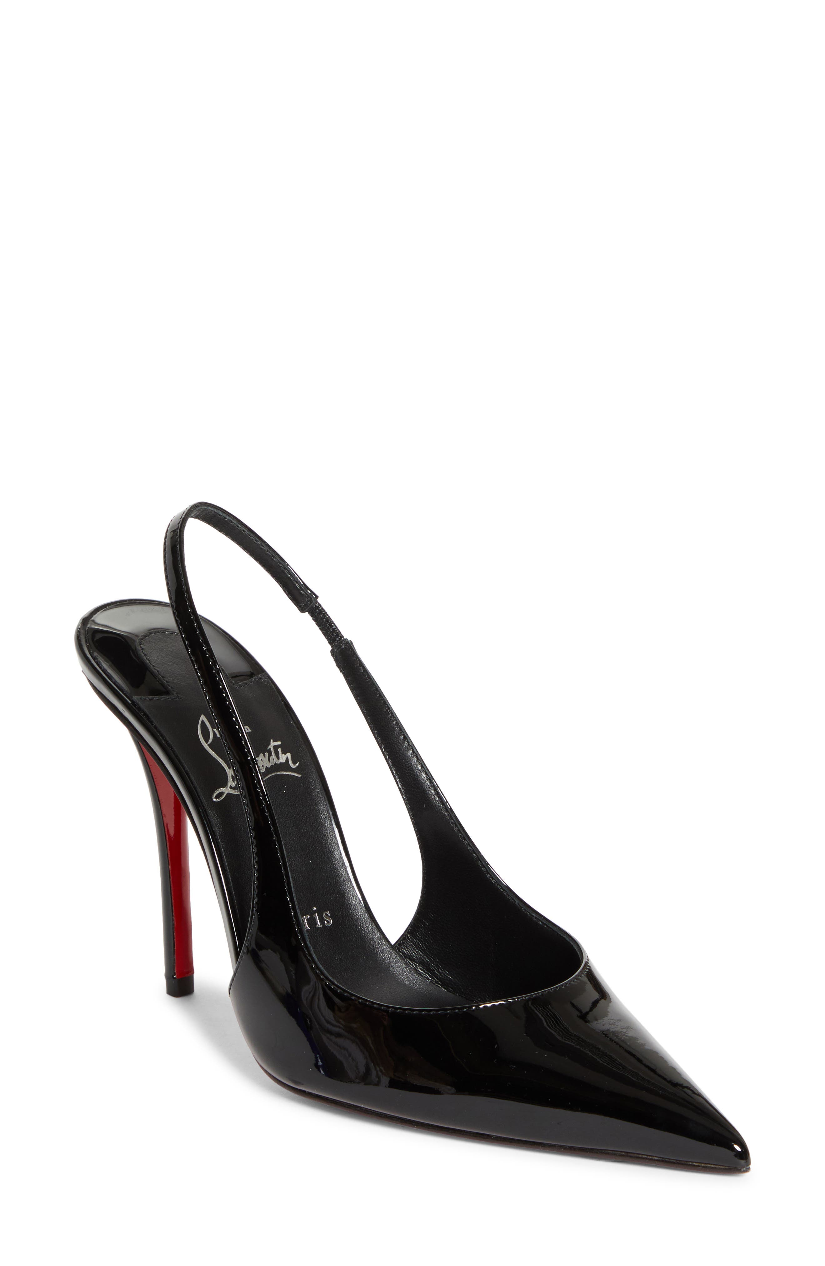 Christian Louboutin Miss Z Pointed Toe Slingback Pump, Main, color, Black/ Black