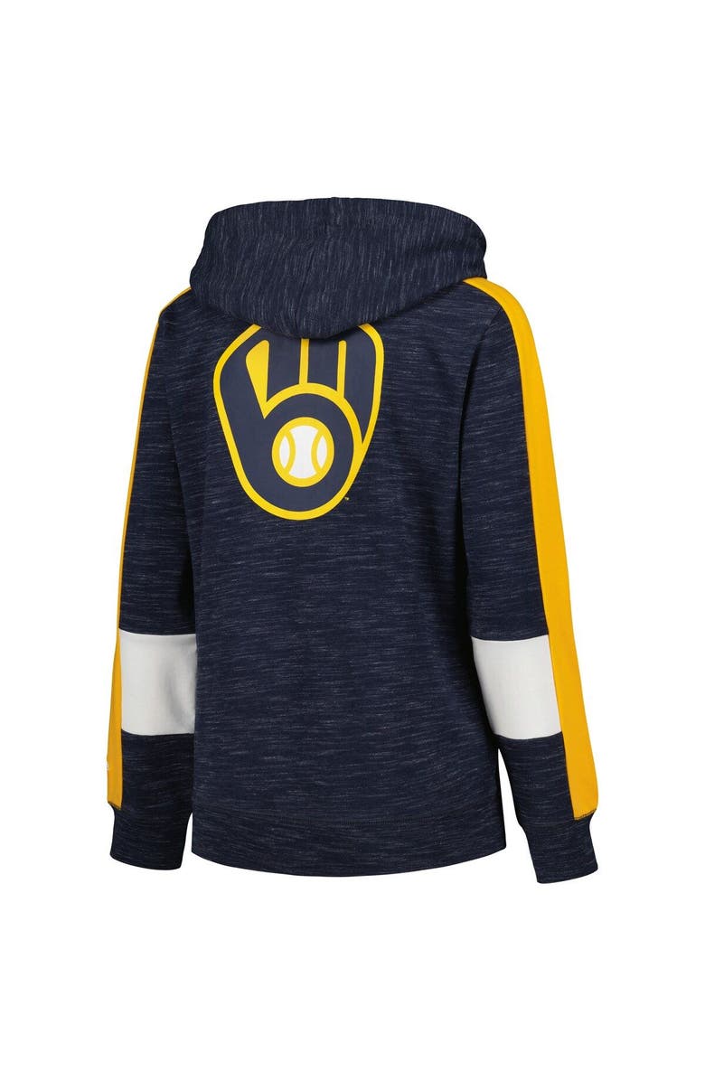 New Era Women's New Era Navy Milwaukee Brewers Colorblock Full-Zip Hoodie, Alternate, color, 
