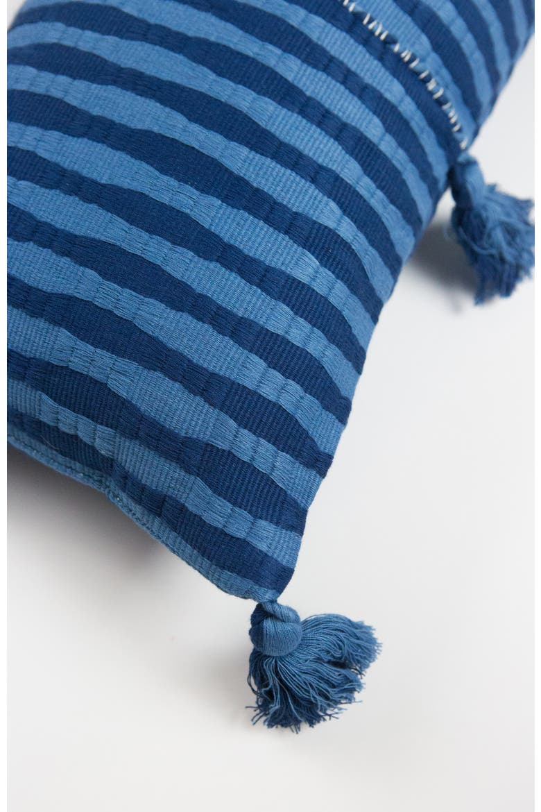 Antigua Naturally Dyed Indigo Striped Cotton Throw Pillow, Alternate, color, Natural Indigo