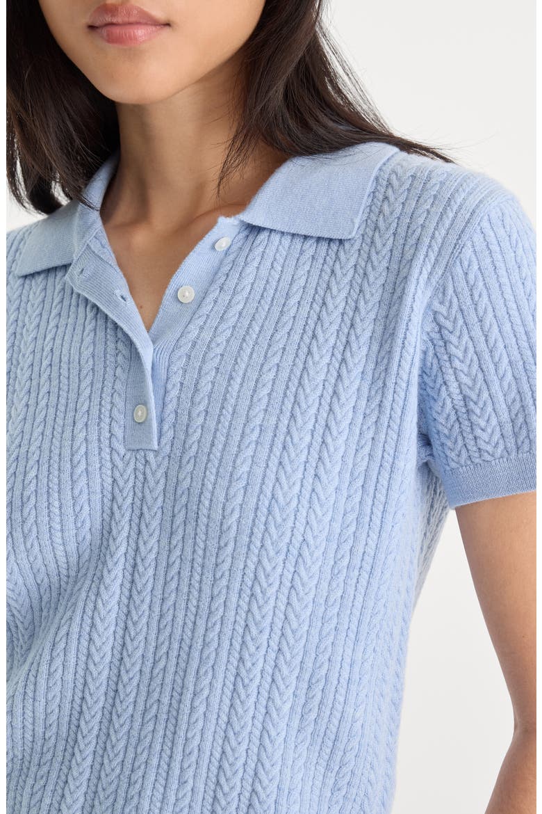 The Micro Cable Merino Wool Polo, Alternate, color, SKY