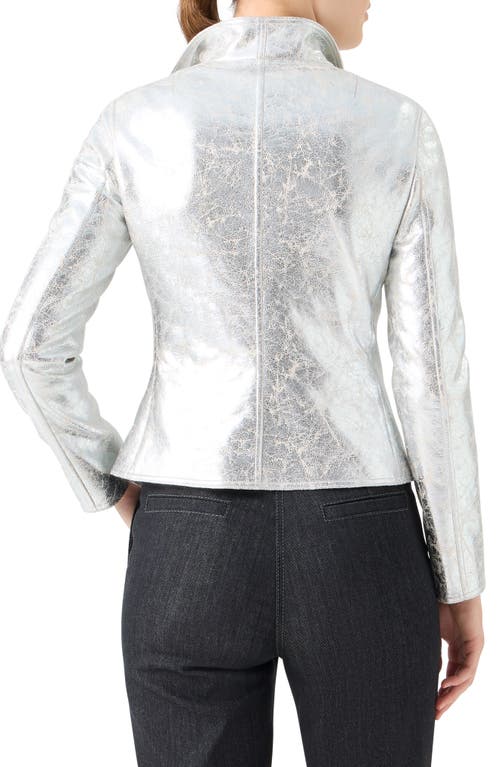 Akris Punto Metallic Leather Moto Jacket In Metallic