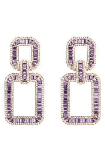Eye Candy Los Angeles Sophie Cubic Zirconia Geometric Drop Earrings In Purple