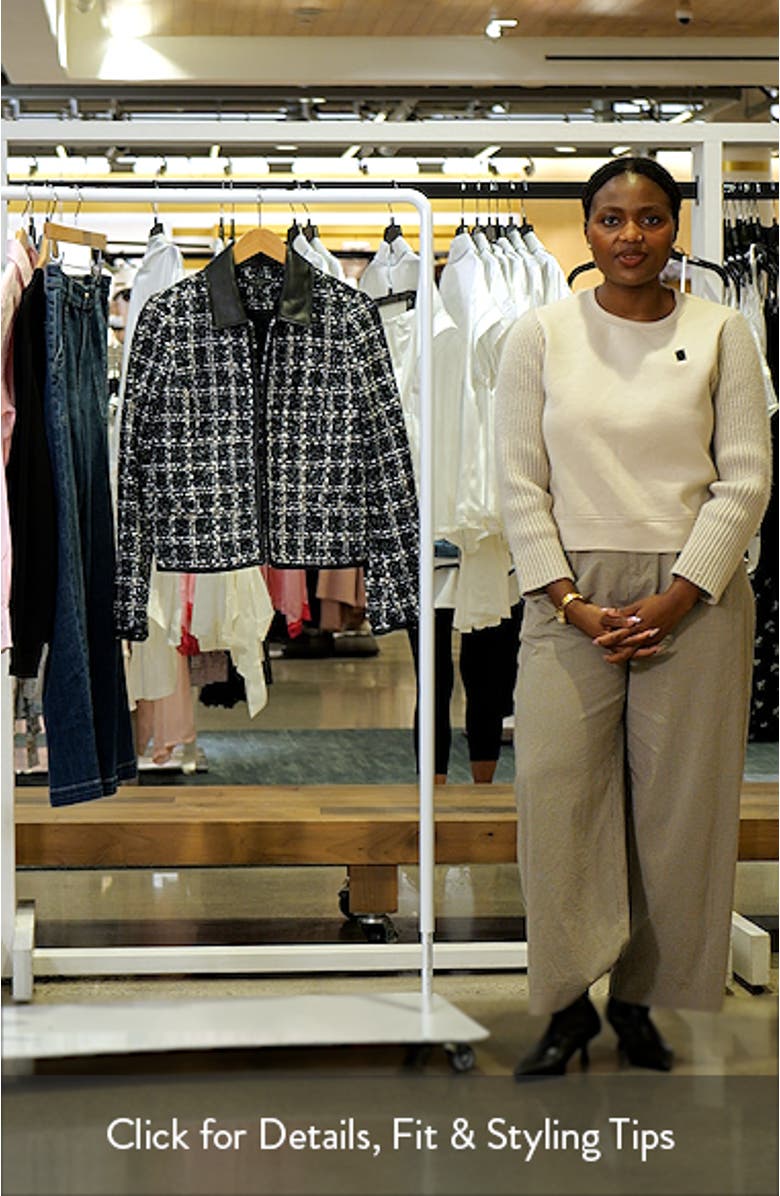 Eloise Faux Leather Trim Tweed Jacket, sales video thumbnail