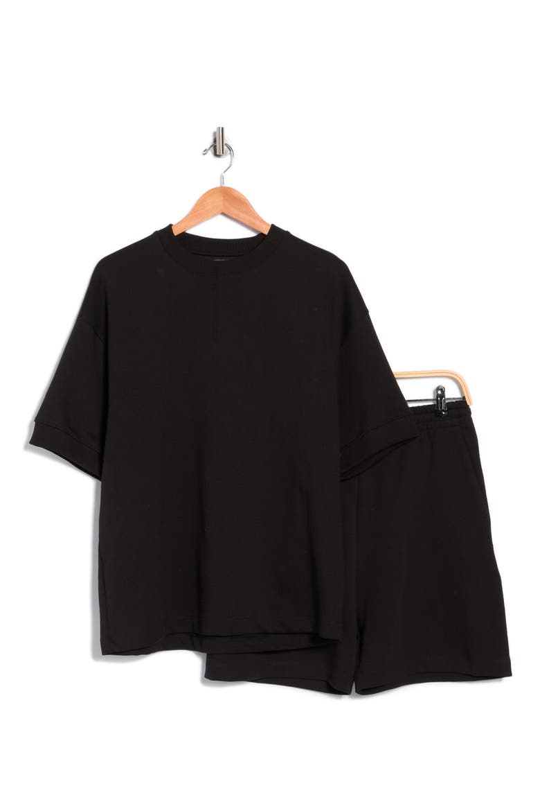 Heavyweight Oversize T-Shirt & Shorts Set, Alternate, color, BLACK