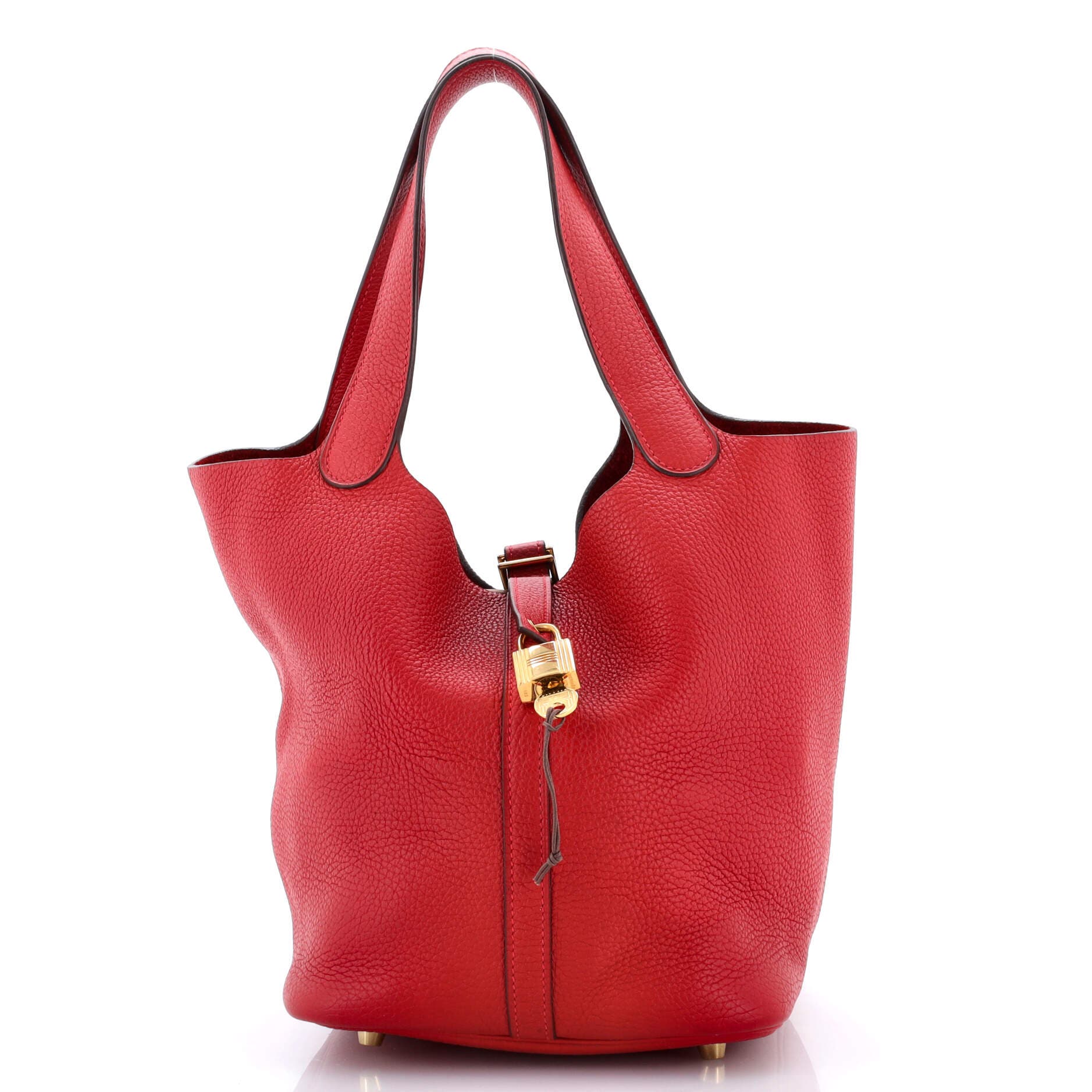 Pre-Owned Hermes Picotin Lock Bag Clemence MM, Main, color, Rouge Casaque