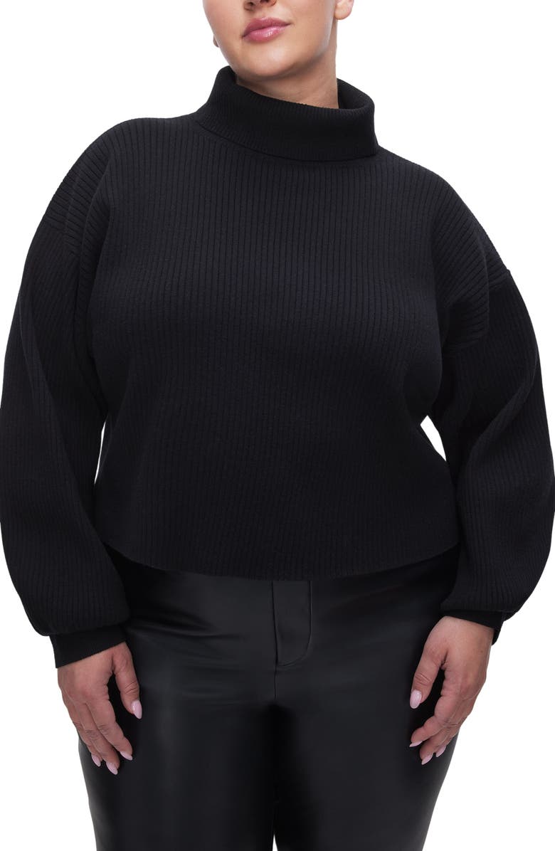 Good American Rib Crop Turtleneck Sweater, Alternate, color,