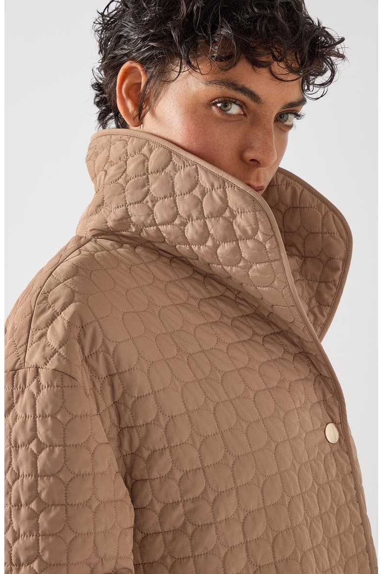 Callie Stand Collar Quilted Coat, Alternate, color, CAMEL