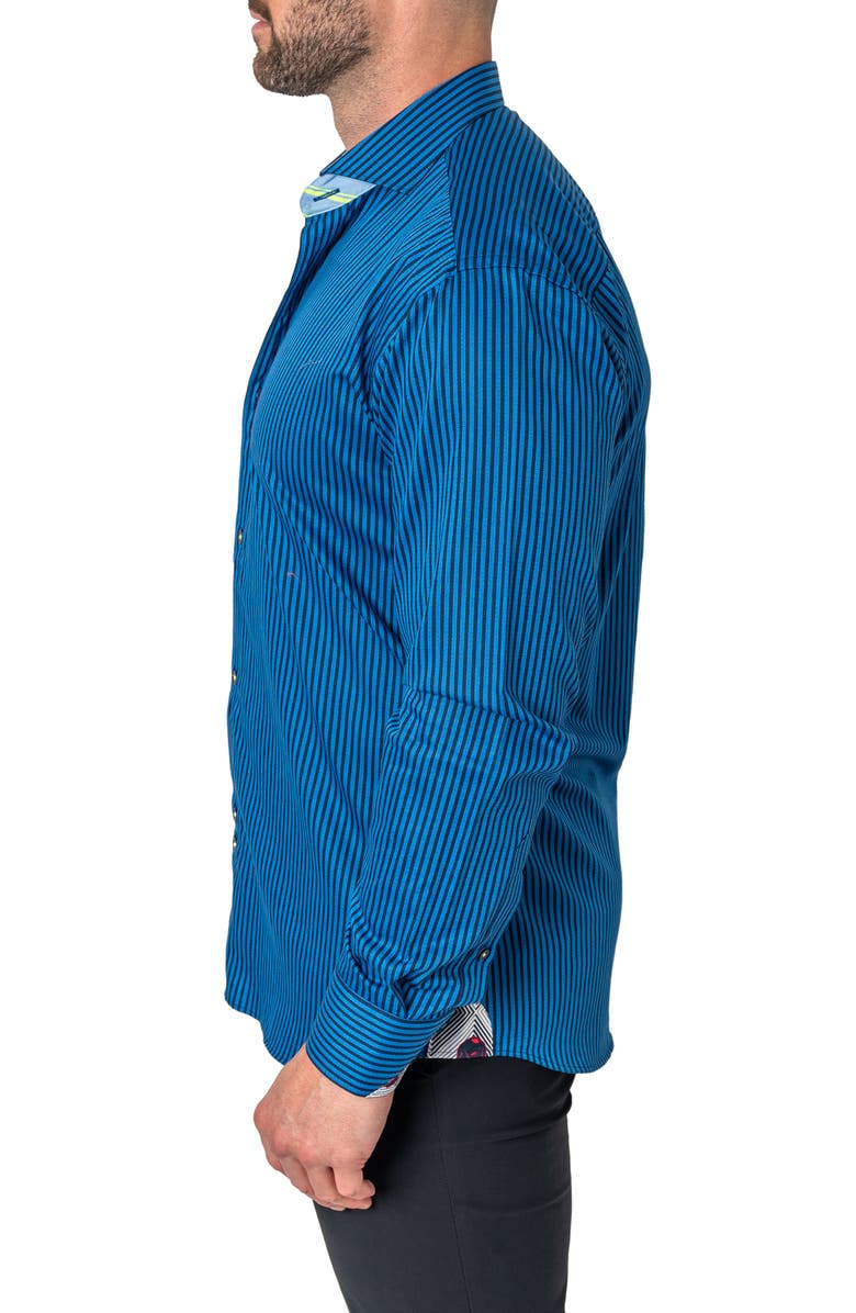 Maceoo Einstein Diamonds & Stripes Contemporary Fit Button-Up Shirt, Alternate, color, Blue