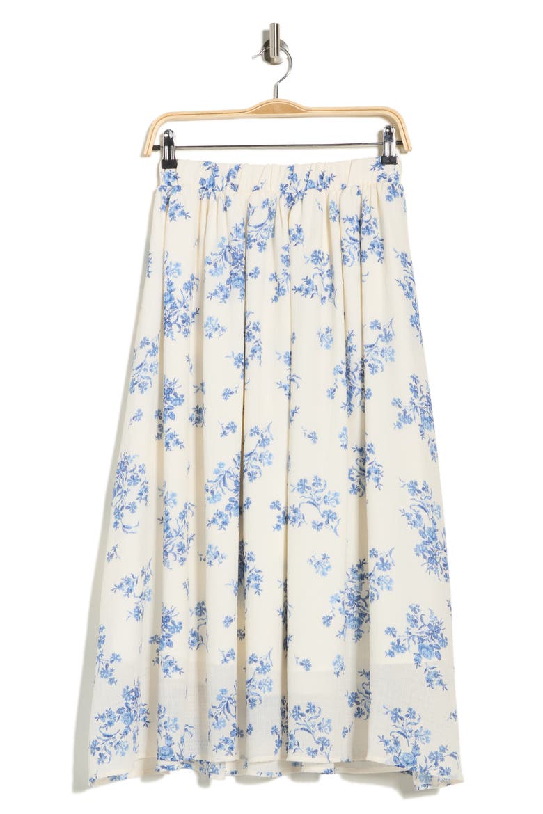 Leopard Print Flared Midi Skirt, Alternate, color, IVORY/ BLUE