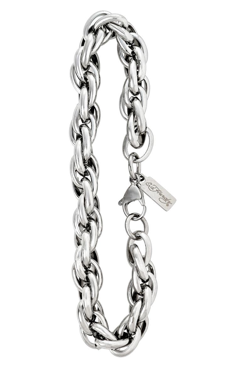 Men's Stainless Steel Oval Link Rope Chain Bracelet, Alternate, color, SILVER
