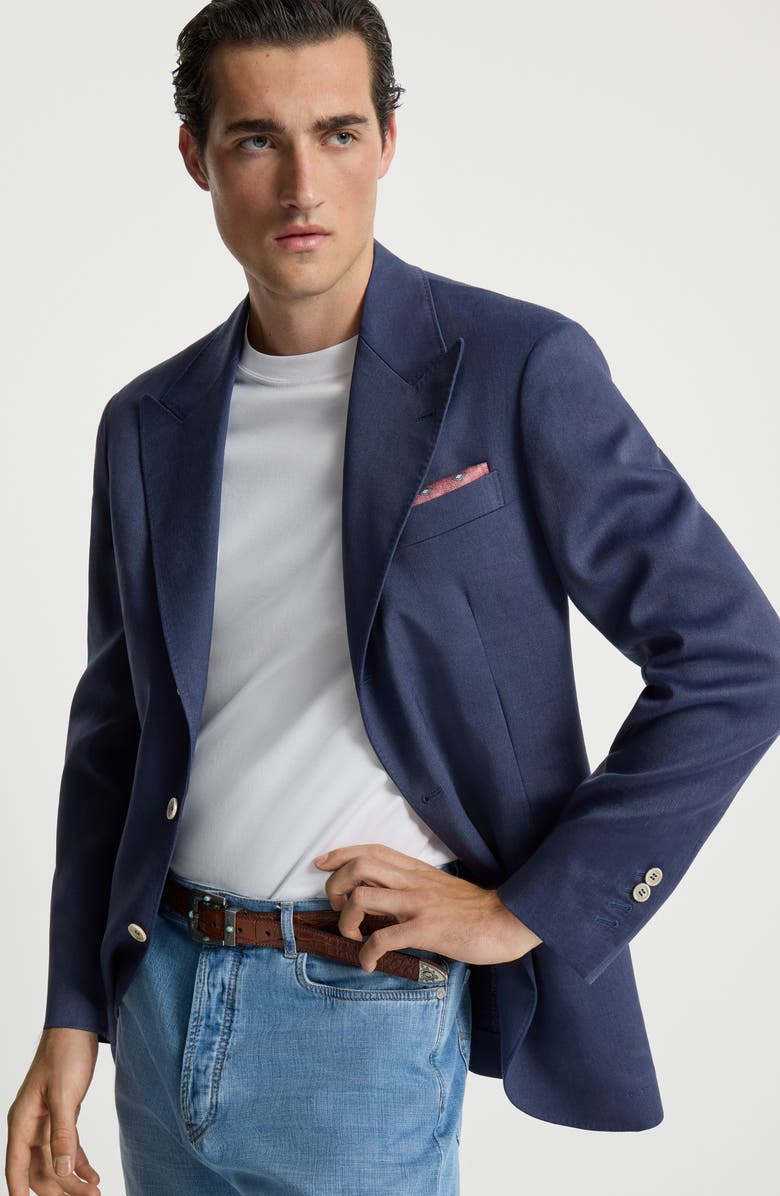 Brunello Cucinelli Blazer with peak lapel, Alternate, color, Denim
