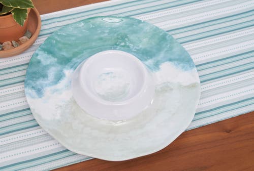 Beachcombers Shoreline Melamine Chip And Dip Server In Blue