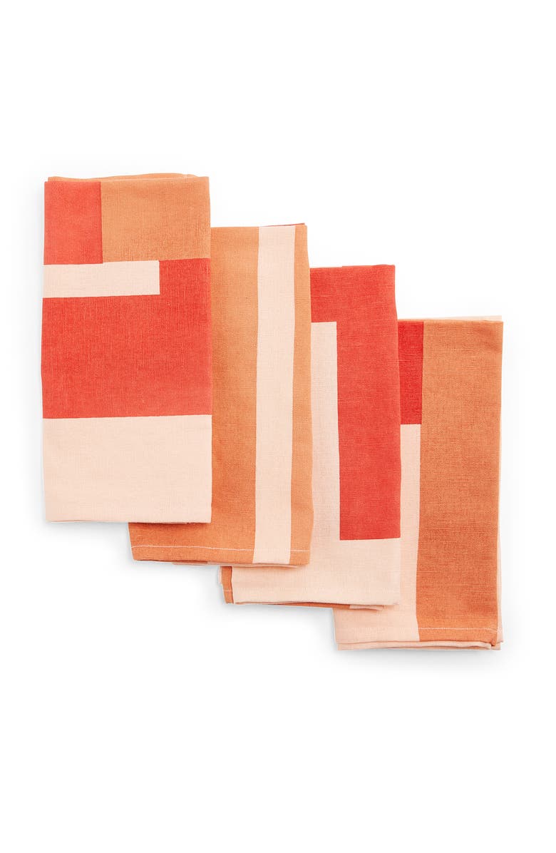 MoMA Marguerita Mergentime Once in a While Set of 4 Linen Blend Napkins, Main, color, 