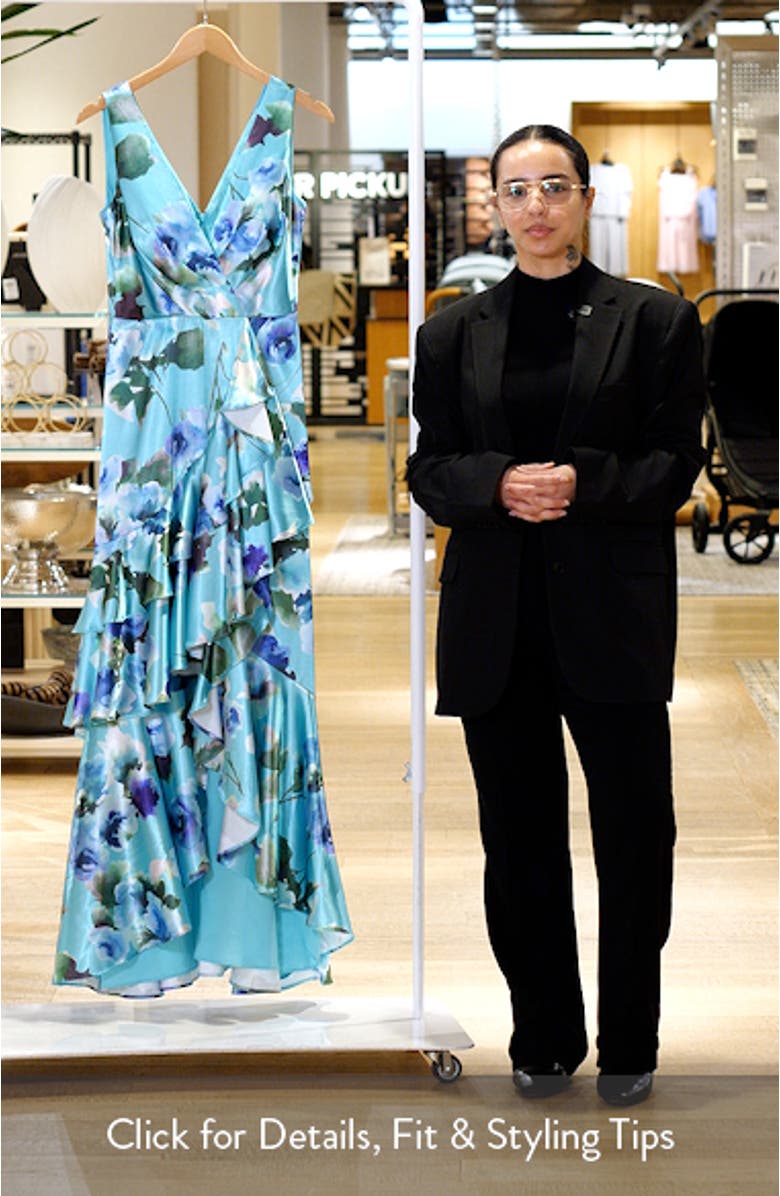 Social Tiered Satin High-Low Cocktail Dress, sales video thumbnail