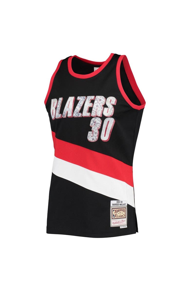 Mitchell & Ness Men's Mitchell & Ness Rasheed Wallace Black Portland Trail Blazers 1999/00 Hardwood Classics NBA 75th Anniversary Diamond Swingman Jersey, Alternate, color,