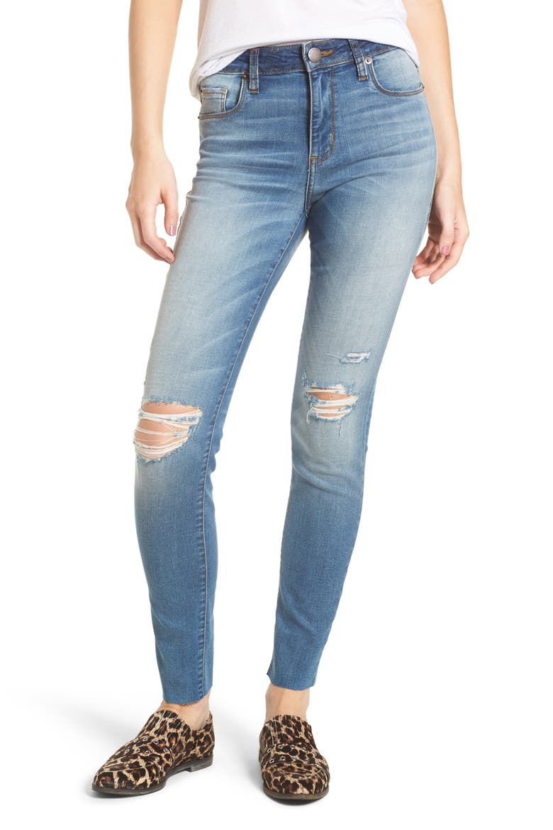 Ellie Ripped High Waist Skinny Jeans, Main, color, HILL GROVE