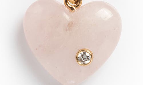 Local Eclectic Semiprecious Stone & Lab Grown Diamond Heart Charm In Pink