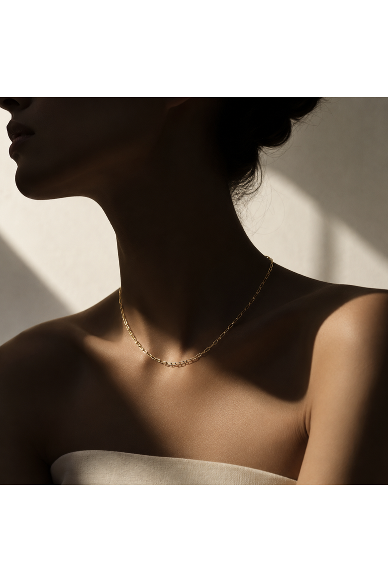 Aureline Paperclip Necklace, Alternate, color, Gold