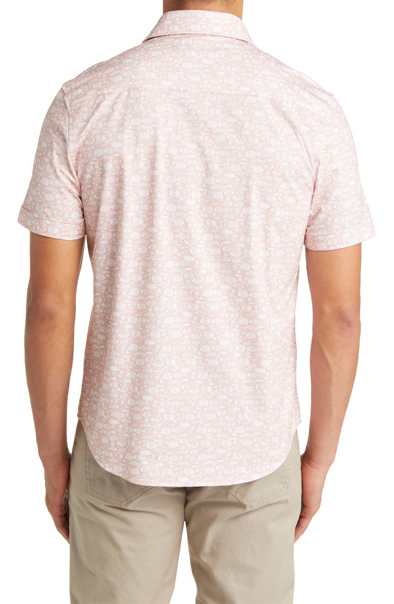 Bugatchi Miles OoohCotton<sup>®</sup> Fish Print Short Sleeve Button-Up Shirt, Alternate, color, 