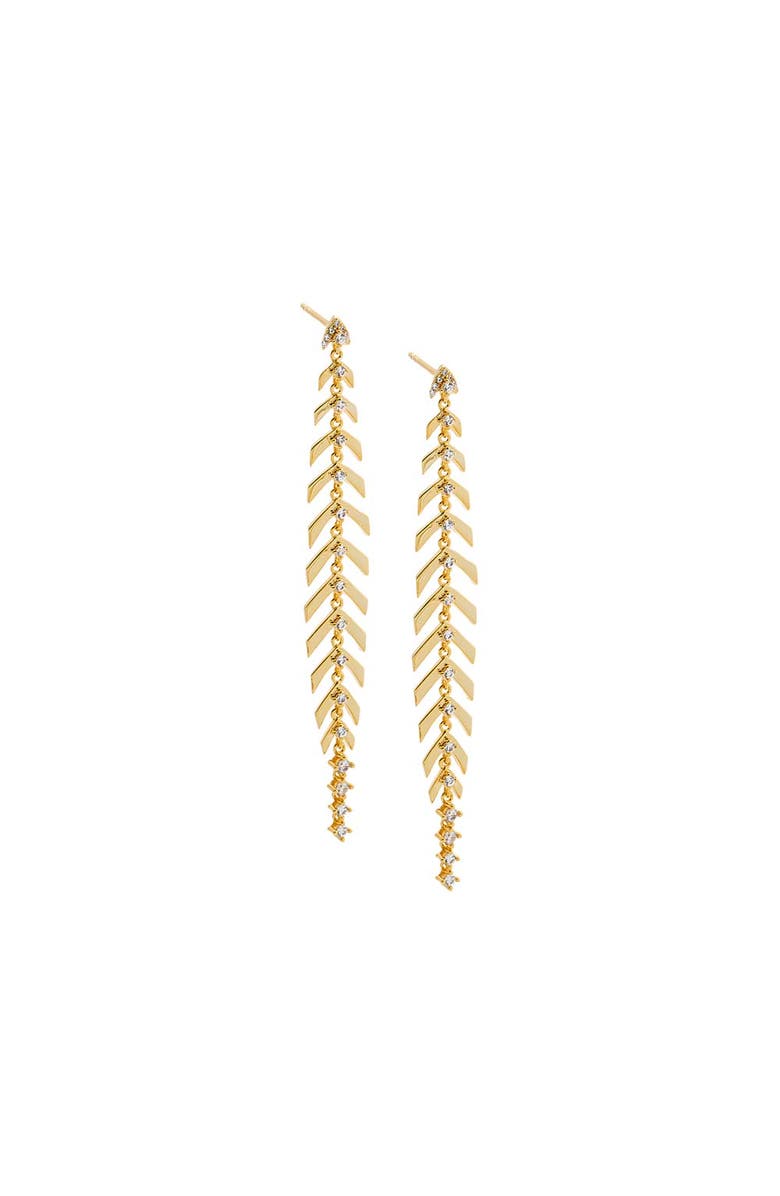 BY ADINA EDEN Colored Fishbone Long Drop Stud Earring, Main, color,
