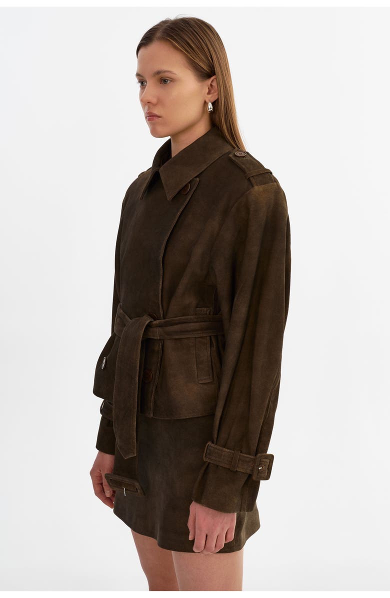 LAMARQUE Dhana | Suede Trench Jacket, Alternate, color, Distressed Brown