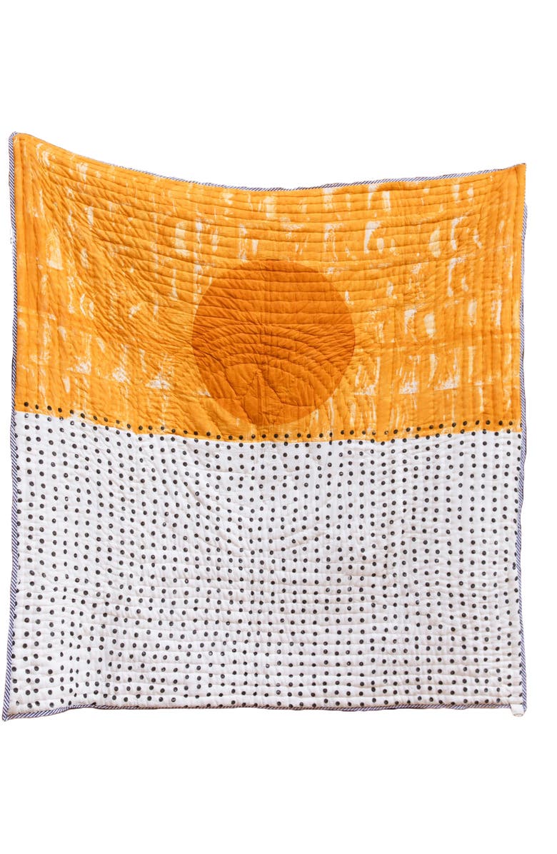 CQC LA HORIZON Quilt Bedding Set With 2 Shams, Main, color, Yellow, Orange, White