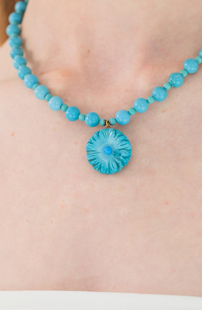 Jennifer Behr Chandra Turquoise Flower Pendant Necklace, Alternate, color, Turquoise