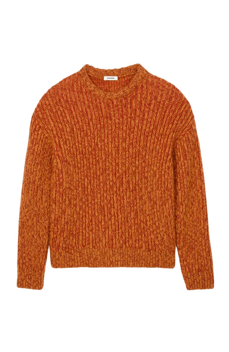 SANDRO Round neck long-sleeve sweater, Alternate, color, Rust