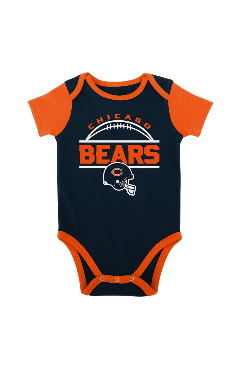 Outerstuff Newborn & Infant Navy/Orange Chicago Bears Home Field Advantage Three-Piece Bodysuit, Bib & Booties Set, Alternate, color, 