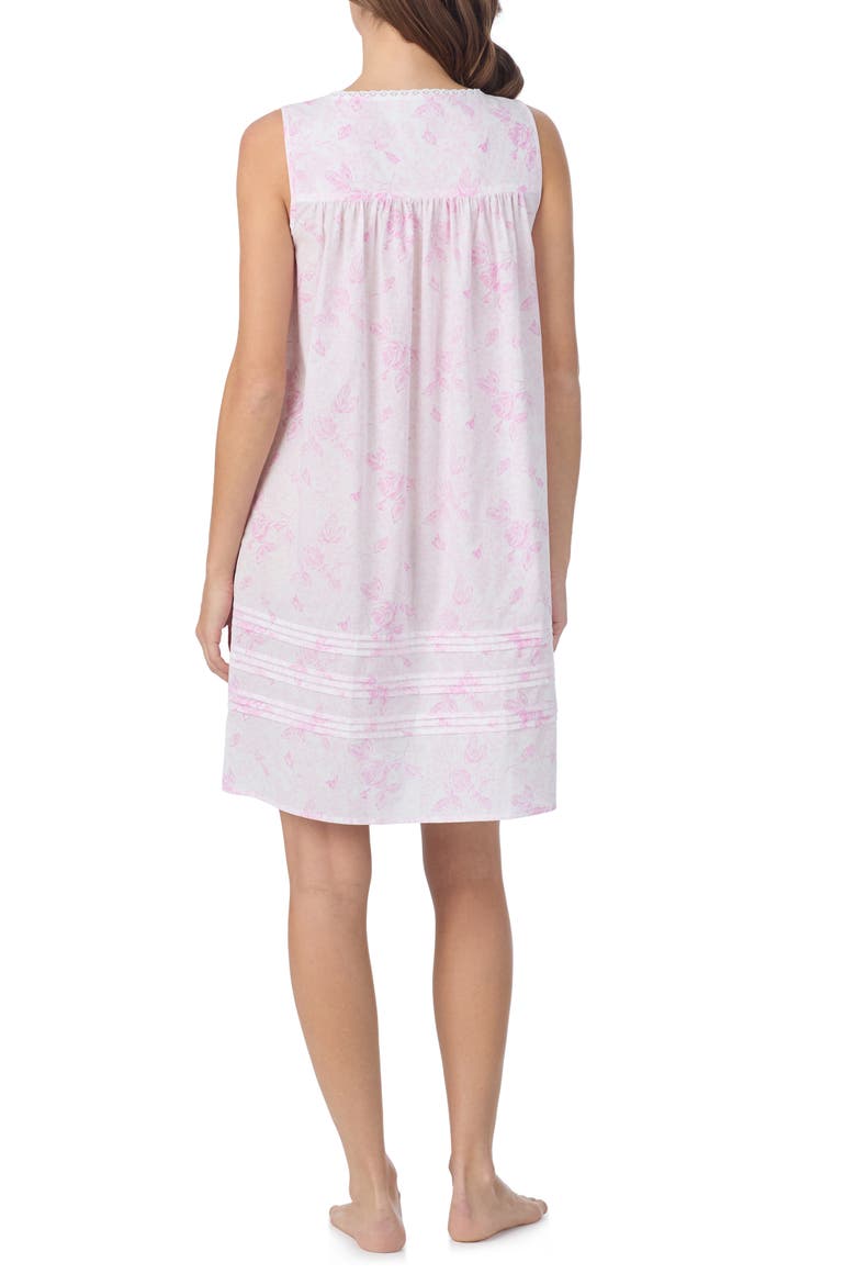 Sleeveless Cotton Short Chemise, Alternate, color, ROSE PRINT
