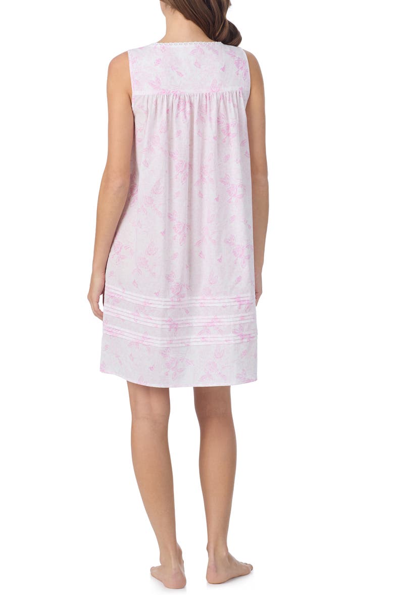 Eileen West Sleeveless Cotton Short Chemise, Alternate, color, Rose Print